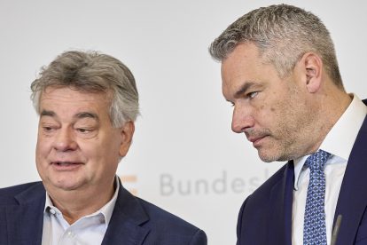 Werner Kogler und Karl Nehammer im Porträt