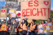 Ein Streik für bessere Kinderbetreuung.